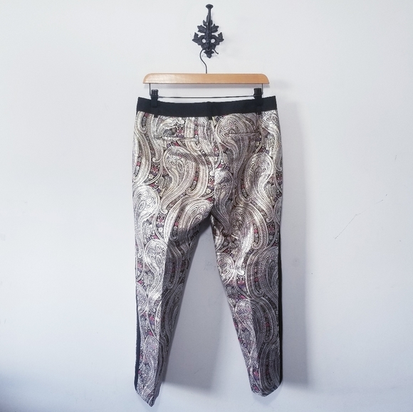 J. Crew Gilded Paisley Jacquard Pant Size 6 Petite - Picture 2 of 5